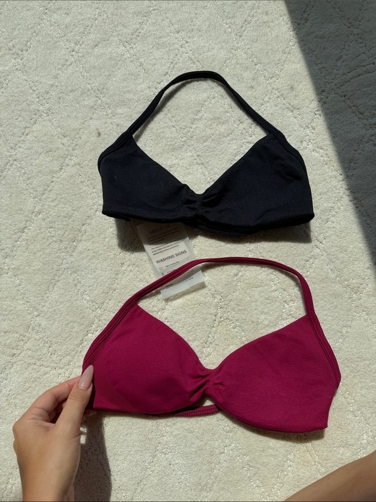 Tops - Set of Two Halter Bralette Tops in Black and Berry